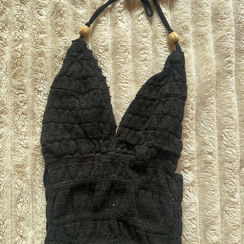 Black Halter Kids One Piece